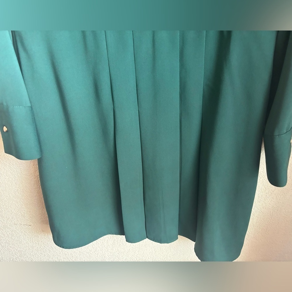 Topshop Dark Green Pleated Long Sleeve Button Up Structured Shirtdress US10 - Picture 5 of 10